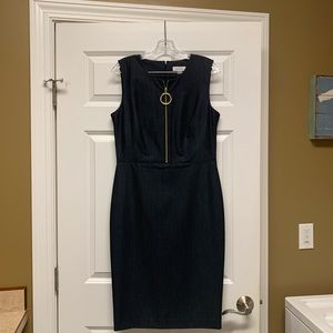 Calvin Klein straight sheath dress. Denim color.